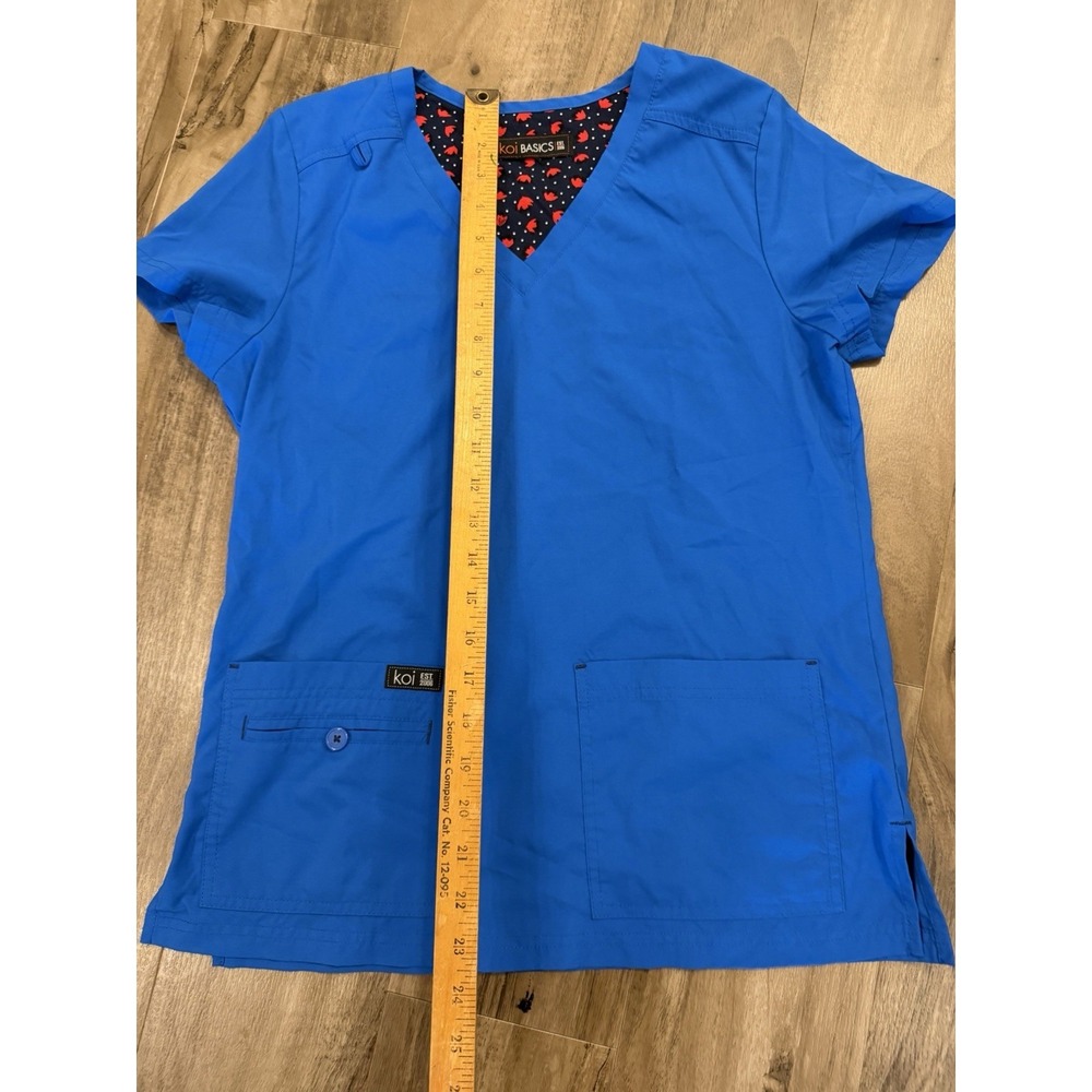 Koi Basics Small Xs Katie Women's Scrub Top 4 Pocket Mock Wrap Royal Blue
